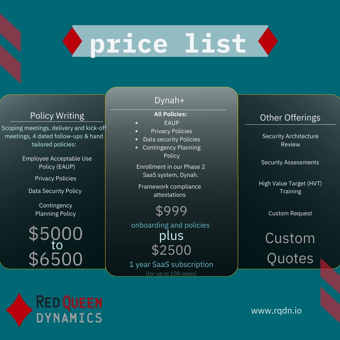 RQD Pricing Matrix